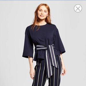 NWOT Who What Wear Tie-Waist Top - Blue